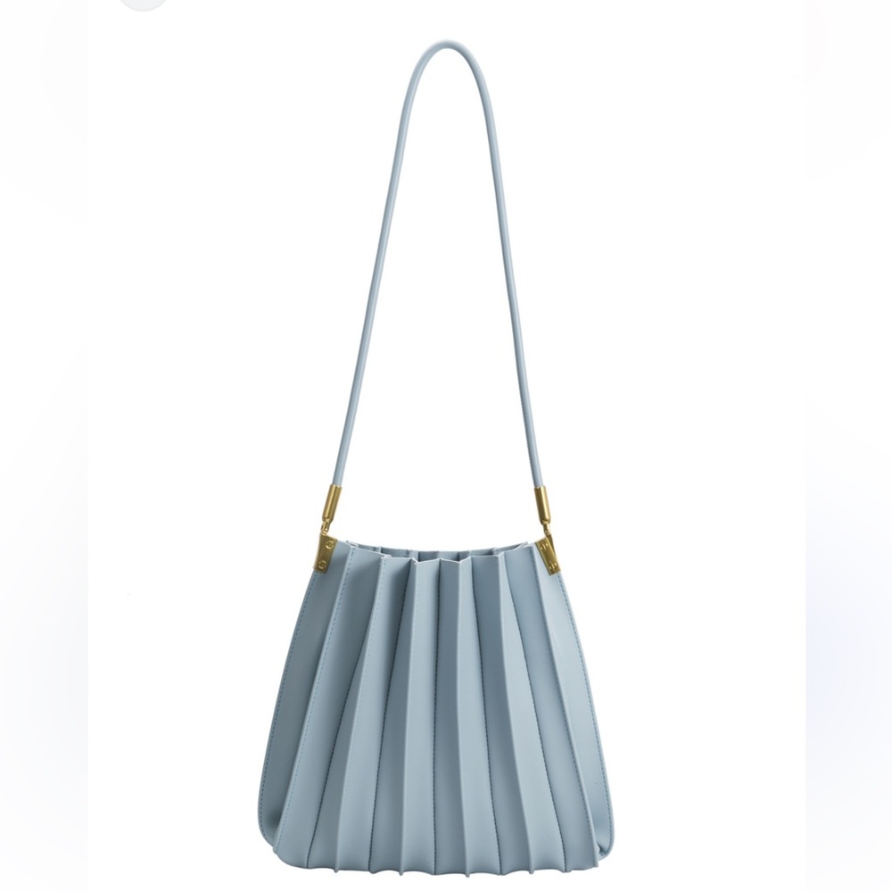 Melie Bianco Light Blue Pleated Shoulder Bag